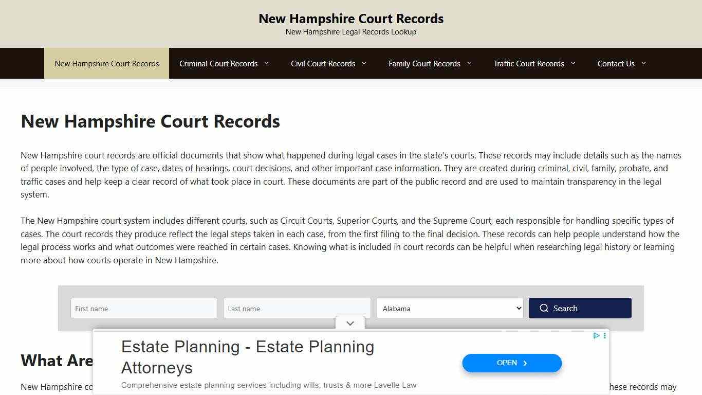 New Hampshire Court Records